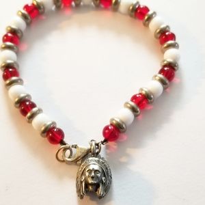 Handmade bracelet red bead native chief bracelet 925 silver